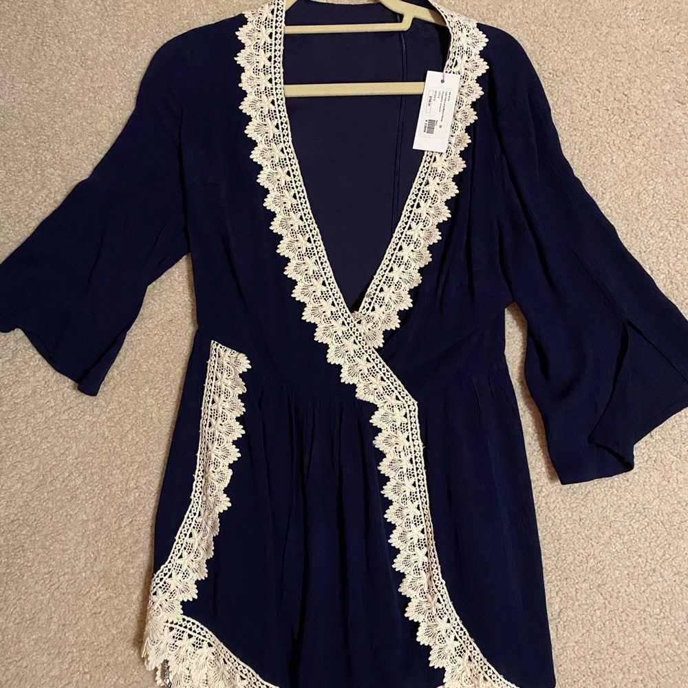 Ark & co blue and cream romper